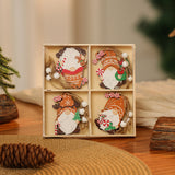 NNEDSZ 3 boxe style a set New Christmas Decorations, Small Wooden Pendants, Christmas Tree Decorations, 12 Wooden Box Packaging Pendants