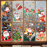 NNEDSZ Christmas Window Stickers - Festive Santa Claus, Penguin, and Reindeer Decals for Holiday Home Decor - 2 Set of 16 Sheets (25*35cm)