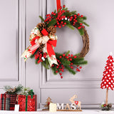 NNEDSZ Christmas Wreath with Pine Cones, Red Berries, and Festive Bow - 40cm Holiday Door Decor