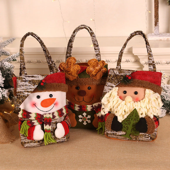 NNEDSZ 3 PCS Christmas Gift Bags - Santa, Snowman, and Reindeer Design for Holiday Treats and Presents