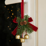 NNEDSZ Christmas Door Hanging Ornament with Pinecones, Bells, and Red Ribbon – 16x11cm Festive Decor（2 PCS））