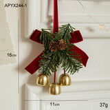 NNEDSZ Christmas Door Hanging Ornament with Pinecones, Bells, and Red Ribbon – 16x11cm Festive Decor（2 PCS））