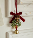 NNEDSZ Christmas Hanging Ornament with Pinecones, Bells, and Velvet Bow - 14x10cm Festive Decoration(3 PCS)