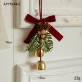 NNEDSZ Christmas Hanging Ornament with Pinecones, Bells, and Velvet Bow - 14x10cm Festive Decoration(3 PCS)
