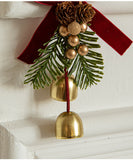 NNEDSZ Christmas Hanging Ornament with Pinecones, Bells, and Velvet Bow - 14x10cm Festive Decoration(3 PCS)