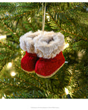 NNEDSZ Knitted Christmas Boot Ornaments with Faux Fur Trim - Set of 3 Hanging Decorations