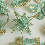 NNEDSZ Green Glitter 3D Star Ornament with Gold Accents -Hanging Christmas Decoration 5 pieces