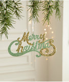 NNEDSZ Green and Gold Glitter Merry Christmas Hanging Ornament -Festive Holiday Decoration 5 pieces
