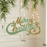NNEDSZ Green and Gold Glitter Merry Christmas Hanging Ornament -Festive Holiday Decoration 5 pieces