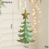 NNEDSZ Green Glitter Christmas Tree Ornament with Gold Star Top - Hanging Festive Decoration 5 pieces