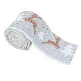 NNEDSZ Christmas-Themed Decorative Wired Ribbon Burlap– Reindeer and Tree Print Rolled Fabric Set ,Diameter 6.8 cm, length 2 cm (two set, 6 pieces in total)