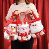NNEDSZ Set of 3 Christmas Fabric Gift Tote Bags – Santa, Snowman, and Reindeer Design