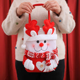 NNEDSZ Set of 3 Christmas Fabric Gift Tote Bags – Santa, Snowman, and Reindeer Design