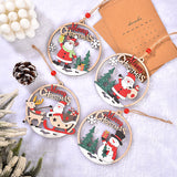 NNEDSZ Set of 4 Wooden Christmas Hanging Ornaments – Santa, Snowman, and Reindeer Decorations （2 set, 8 pieces in total)）