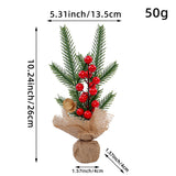 NNEDSZ Mini Christmas Pine Tree Decoration - 10.24 Inches Tall with Red Berries and Burlap Base  (4 trees)