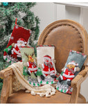 NNEDSZ Set of 4 Christmas Stockings with Santa, Reindeer, Snowman, and Teddy Bear - Holiday Mantel Decor