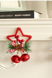 NNEDSZ Red Star Christmas Ornament with Bells and Pinecone - Holiday Wreath Decoration 10 pieces