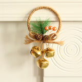 NNEDSZ Rustic Christmas Ring Ornament with Gold Bells and Pinecones - Holiday Hanging Decor 10 pieces