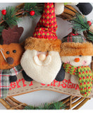 NNEDSZ Rustic Christmas Wreath with Santa, Reindeer, and Snowman - Holiday Door Decoration