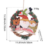 NNEDSZ Rustic Christmas Wreath with Santa, Reindeer, and Snowman - Holiday Door Decoration