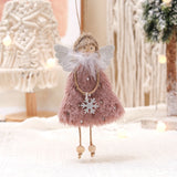 NNEDSZ Fluffy Angel Hanging Ornament with Heart and Glitter Wings - Christmas Tree Decoration 16*10 cm Pink(6 pieces)