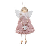NNEDSZ Fluffy Angel Hanging Ornament with Heart and Glitter Wings - Christmas Tree Decoration 16*10 cm Pink(6 pieces)