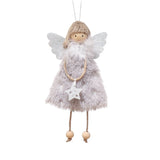 NNEDSZ Fluffy Angel Hanging Ornament with Heart and Glitter Wings - Christmas Tree Decoration 16*10 cm Grey(6 pieces)