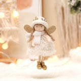 NNEDSZ Winter Angel Ornament with Gold Glitter Wings and White Scarf - Christmas Tree Hanging Decoration 15*9 cm White colour (5 pieces)