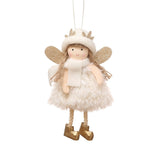 NNEDSZ Winter Angel Ornament with Gold Glitter Wings and White Scarf - Christmas Tree Hanging Decoration 15*9 cm White colour (5 pieces)