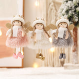 NNEDSZ Winter Angel Ornament with Gold Glitter Wings and White Scarf - Christmas Tree Hanging Decoration 15*9 cm White colour (5 pieces)