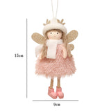 NNEDSZ Winter Angel Ornament with Gold Glitter Wings and White Scarf - Christmas Tree Hanging Decoration 15*9 cm Pink colour (5 pieces)