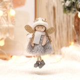 NNEDSZ Winter Angel Ornament with Gold Glitter Wings and White Scarf - Christmas Tree Hanging Decoration 15*9 cm Grey colour (5 pieces)
