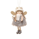 NNEDSZ Winter Angel Ornament with Gold Glitter Wings and White Scarf - Christmas Tree Hanging Decoration 15*9 cm Grey colour (5 pieces)