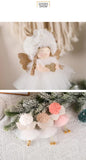 NNEDSZ Gold and White Angel Ornament with Bells and Glitter Wings - Christmas Hanging Decoration 16*10*5cm  White colour (5 pieces)