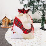 NNEDSZ Large Santa Claus Gift Bag with Drawstring Closure - Plaid Christmas Sack for Holiday Presents (3 pieces)