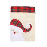 NNEDSZ Large Santa Claus Gift Bag with Drawstring Closure - Plaid Christmas Sack for Holiday Presents (3 pieces)