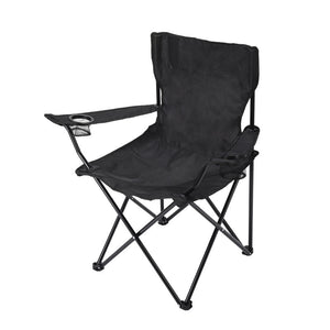 NNEDSZ 2pcs Black Portable Folding Camping Chair with Armrests and Cup Holder