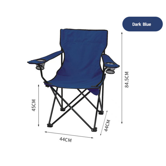 NNEDSZ 2pcs Blue Portable Folding Camping Chair with Armrests and Cup Holder