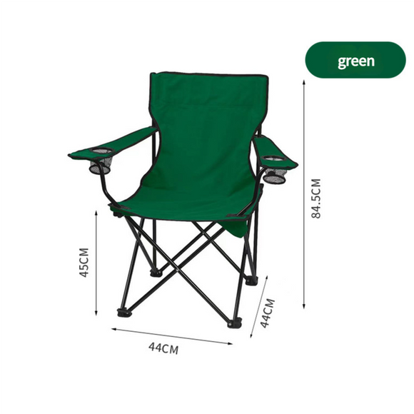 NNEDSZ 2pcs Green Portable Folding Camping Chair with Armrests and Cup Holder
