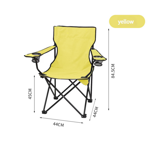 NNEDSZ 2pcs Yellow Portable Folding Camping Chair with Armrests and Cup Holder
