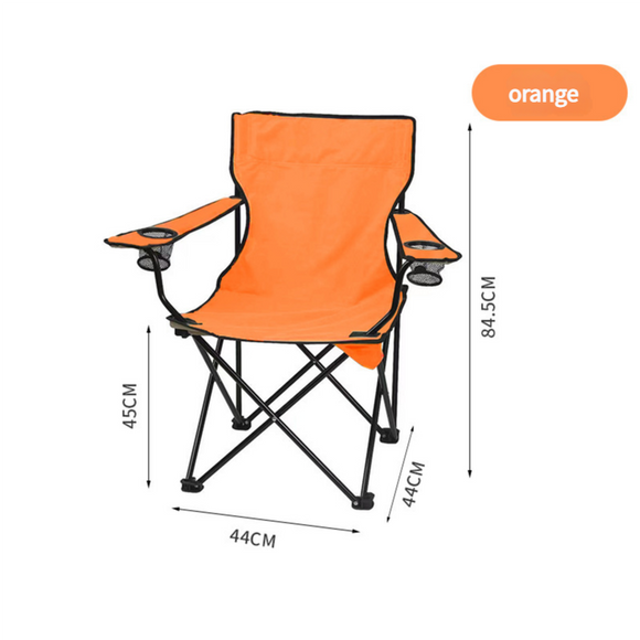NNEDSZ 2pcs Orange Portable Folding Camping Chair with Armrests and Cup Holder
