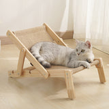 NNEDSZ Adjustable Wooden Cat Lounge Chair - Comfortable Woven Hammock for Cats