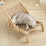 NNEDSZ Adjustable Wooden Cat Lounge Chair - Comfortable Woven Hammock for Cats