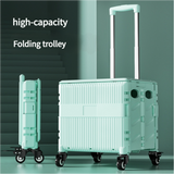 NNEDSZ Foldable Rolling Storage Cart with Telescopic Handle - Large Capacity, Portable Utility Box  45L Green