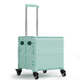 NNEDSZ Foldable Rolling Storage Cart with Telescopic Handle - Large Capacity, Portable Utility Box  45L Green