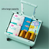 NNEDSZ Foldable Rolling Storage Cart with Telescopic Handle - Large Capacity, Portable Utility Box  45L Green