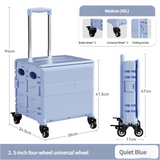 NNEDSZ Foldable Rolling Storage Cart with Telescopic Handle - Large Capacity, Portable Utility Box  45L blue