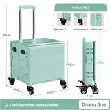 NNEDSZ Foldable Rolling Storage Cart with Telescopic Handle - Large Capacity, Portable Utility Box  45L blue