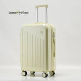 NNEDSZ Smart Carry-On Luggage with Cup Holder & USB Charging Port - Yellow Color Spinner Suitcase for Travel Convenience  24 inch
