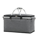 NNEDSZ Insulated Picnic Basket with Aluminum Frame - Portable Collapsible Cooler Bag 18L 40*20*23cm(Gray)